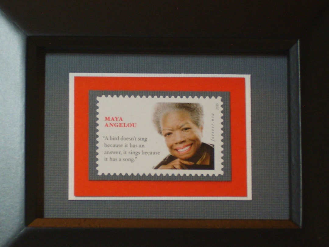 Maya Angelou Framed US Postage Stamp 4979 i Know Why the Caged Bird