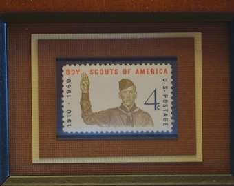 On My Honor - Vintage Framed Boy Scouts of America Stamp - No. 1145, Version B