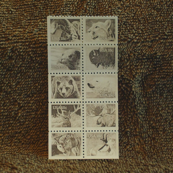 10 Unique Vintage Unused Postage Stamps - American Wildlife - 1889a