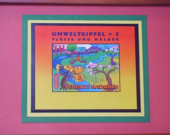 Vintage UN-stempel - De 5e verjaardag Earth Summit door Peter Max