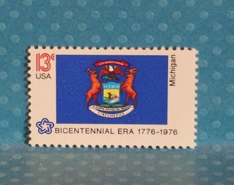 10 timbres du drapeau de l'État du Michigan - Émissions du bicentenaire - N° 1658