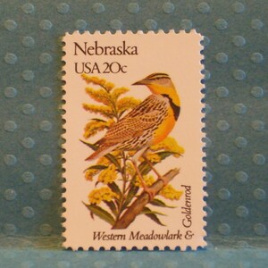 FIVE Vintage Stamps - Nebraska&#39;s State Bird and Flower - No. 1979