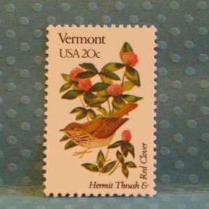 FIVE Vintage Stamps - Vermont&#39;s State Bird and Flower - No. 1997