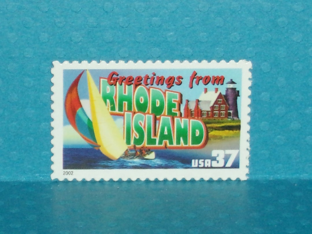 FIVE 37c greetings From Rhode Island Vintage United States Postage