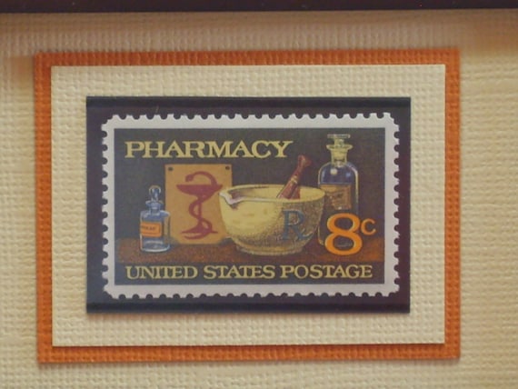Vintage Framed Pharmacy United States Postage Stamp - No. 1473 