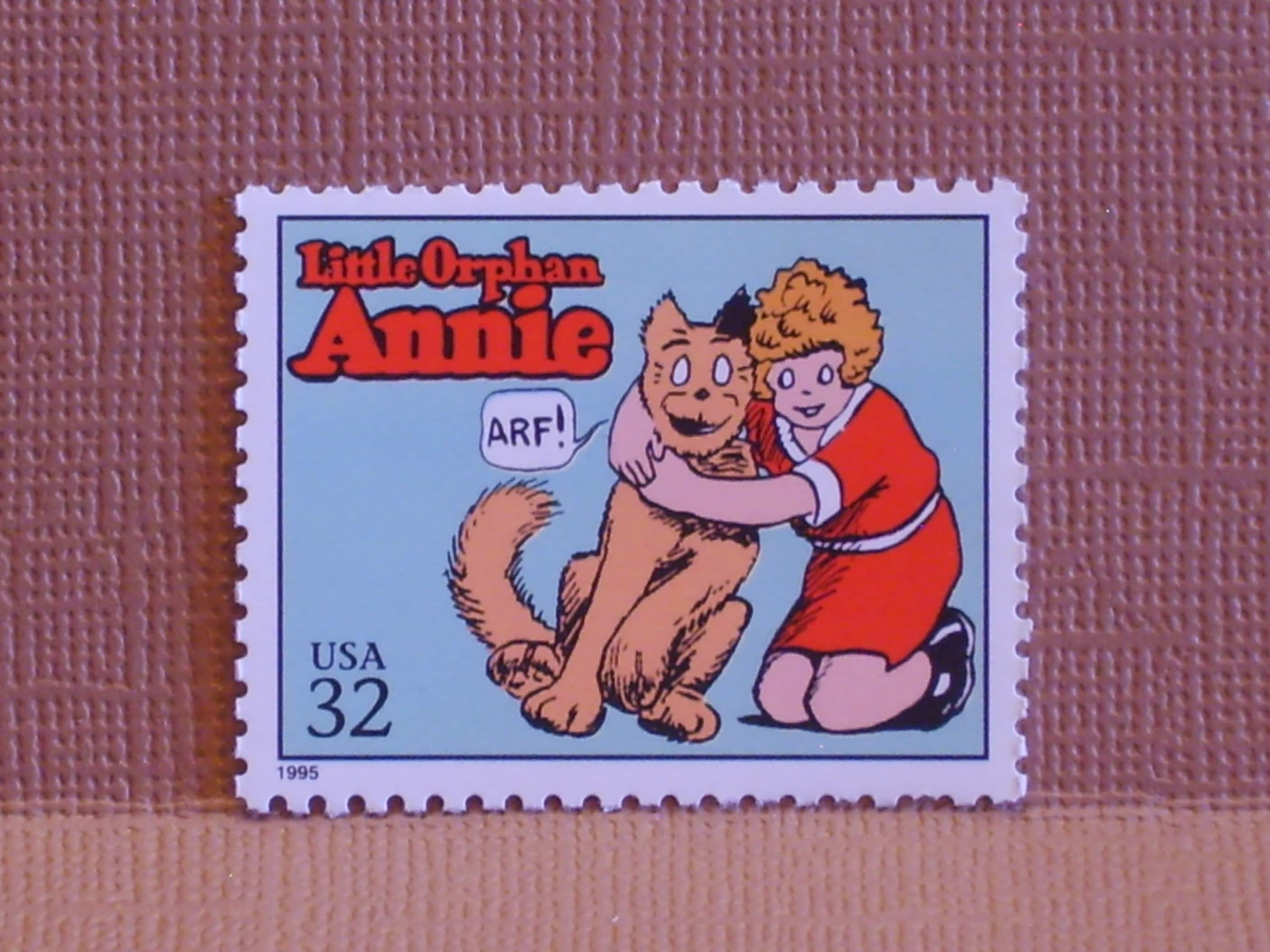 FIVE Vintage 1995 32c Classic Comic Strip Stamps - "Little Orphan Annie" - No. 3000j