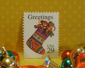 5 Vintage Christmas Postage Stamps - 29c Christmas Stocking - No. 2872