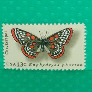TEN 13c Vintage United States  Butterfly Stamps - The Checkerspot Butterfly - No. 1713- Mailing, Invitations, Weddings, Crafts, Projects