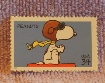 Snoopy VS the Red Baron - Five Vintage Unused United States Postage Stamps - No. 3507 - 34c Stamps 2001 Peanuts - Stamps for Mailings,Crafts