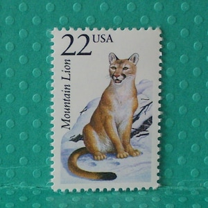 5 Vintage North American Wildlife Stamps - The Mountain Lion - No. 2292