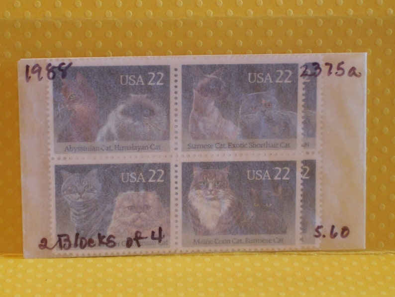Cats No 2375a Two Pane Blocks of Vintage Unused Postage Stamps