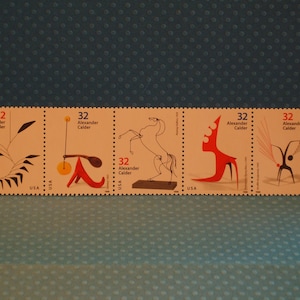 5 selos postais vintage exclusivos não utilizados - Alexander Calder - 3202a