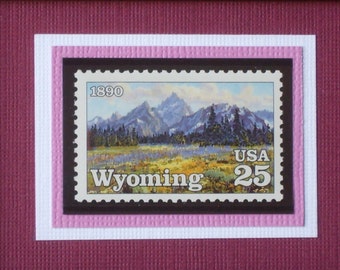 Wyoming Statehood Centennial - Vintage Framed Stamp - No. 2444 - Great gift or Souvenir of Visit to the 44th State, Grand Tetons High Meadow