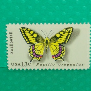 TEN 13c Vintage United States  Butterfly Stamps - The Swallowtail Butterfly - No. 1712 - Mailing, Invitations, Weddings, Crafts, Projects