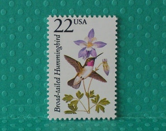 5 Vintage North American Wildlife Stamps - The Broad-tailed Hummingbird - No. 2289