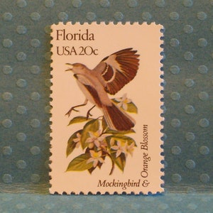 FIVE Vintage Stamps - Florida&#39;s State Bird and Flower - No. 1961