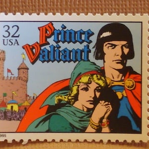 FIVE Vintage 1995 32c Classic Comic Strip Stamps - &quot;Prince Valiant&quot; - No. 3000s