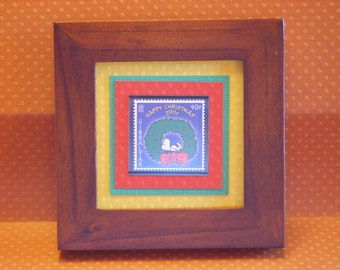 Peanuts  Framed  2001 Christmas Stamp from Gibraltar - Snoopy Napping