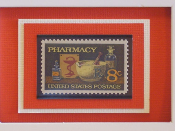 Vintage Framed Pharmacy United States Postage Stamp - No. 1473 
