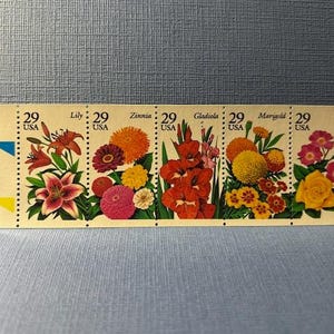 Vintage Pane of 1994 Summer Flowers from a NEVER FOLDED booklet- 2833a - US Stamps - Very Rare! image 1