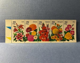 Vintage Pane of 1994 Summer Flowers from a NEVER FOLDED booklet- 2833a - US Stamps - Very Rare!