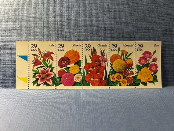 Vintage Pane of 1994 Summer Flowers from a NEVER FOLDED booklet- 2833a - US Stamps - Very Rare!