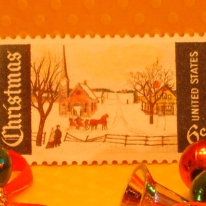 20 sellos postales navideños antiguos - 6c 1969 Domingo de invierno en Noruega, Maine - N.º 1384