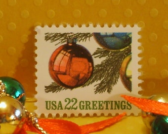 Five Vintage Christmas Postage Stamps - Christmas Ornament - No. 2368
