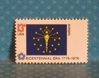 10 timbres drapeaux de l'État de l'Indiana - Émissions du bicentenaire - N° 1651