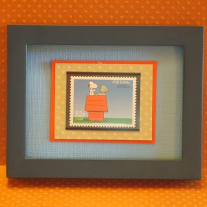 Snoopy Framed Vintage Stamp from Portugal - Writing a Letter