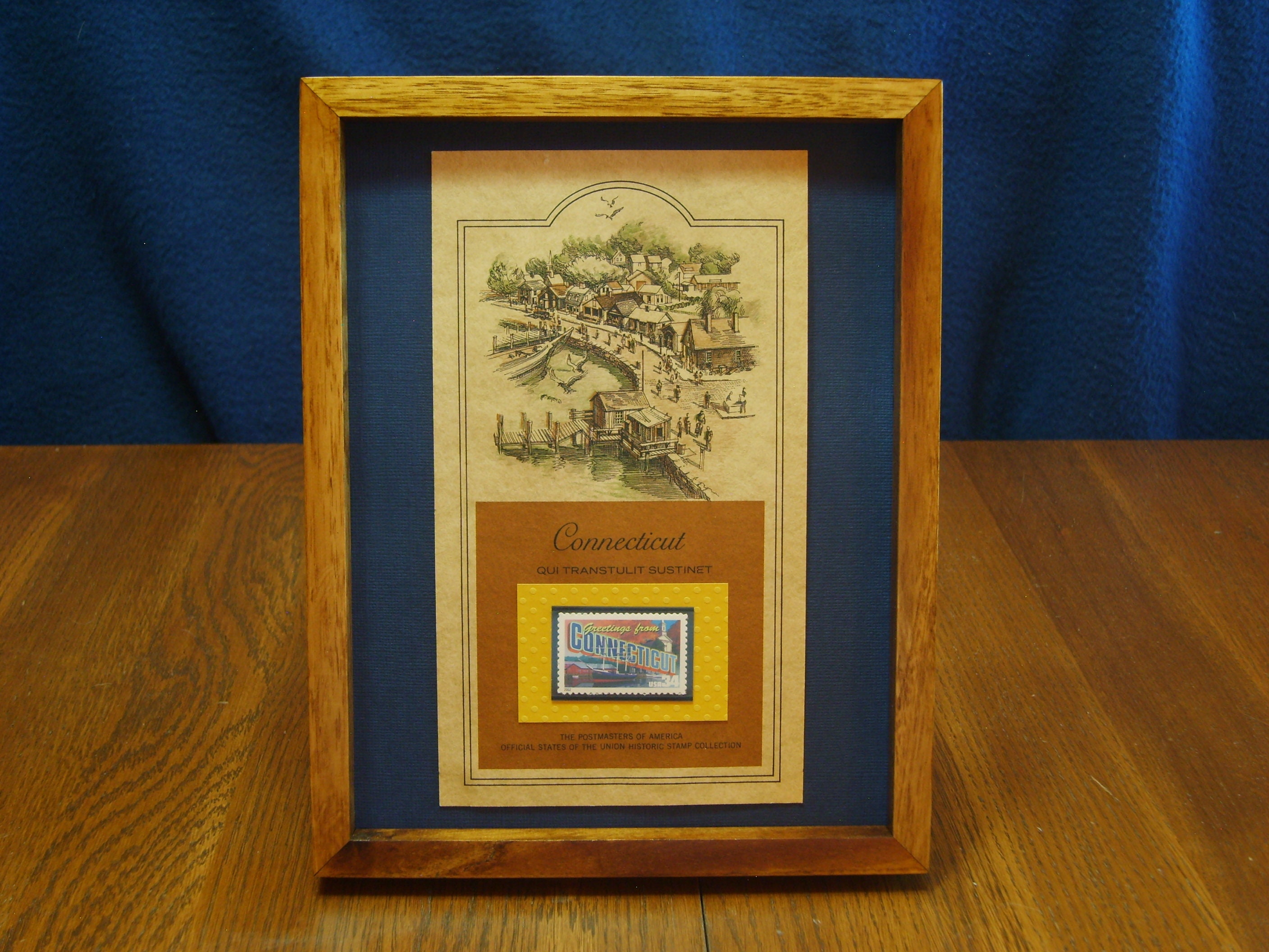 コネチカット州からの挨拶を描いた額入りコレクターズシート 米国切手
