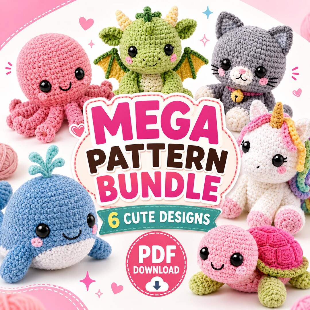 Kawaii Amigurumi Crochet Pattern Bundle 6+ Cute Plush Toy PDF Patterns ...