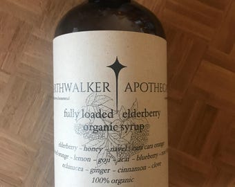organic ~fully loaded~ elderberry syrup with rose hips / goji berries / echinacea / goji / acai / wild blueberry / blood orange / etc