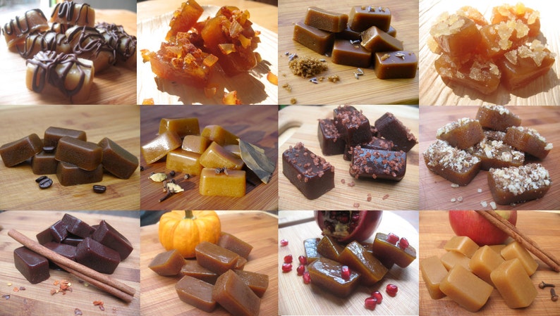 Vegan Organic Caramel Sampler 16 large caramels, two each of 8 flavors : image 1