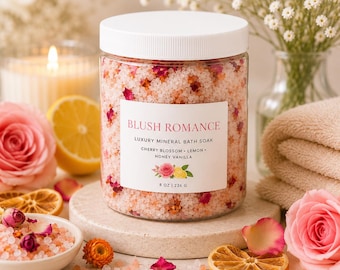 Luxus Kirschblüten Badesalz Floral Mineral Bad einweichen Selbstpflege Geschenk Rosa Himalaya Bittersalz Zitrone Vanille