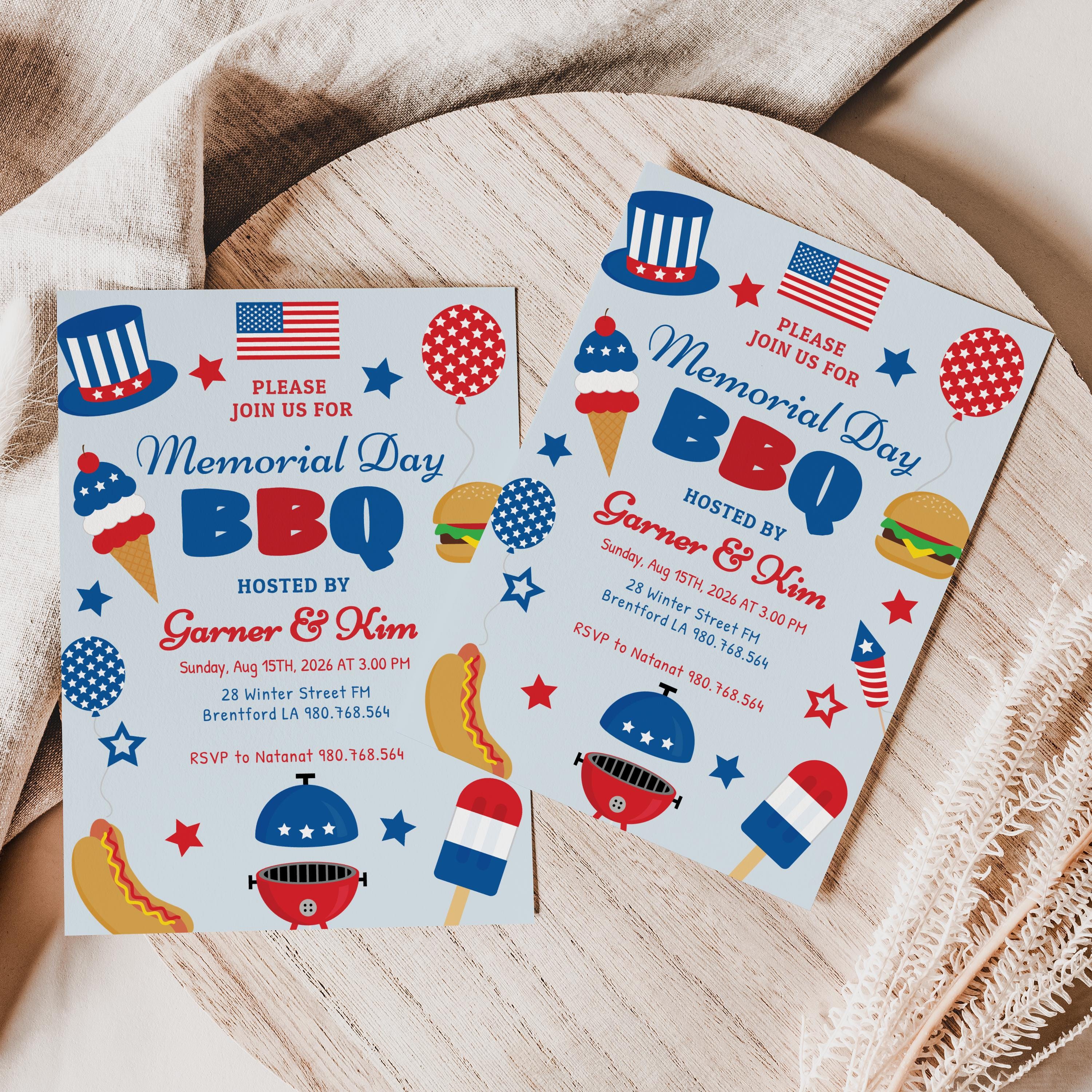 Editable 4th of July BBQ Invitation Template, Independence Day Party ...