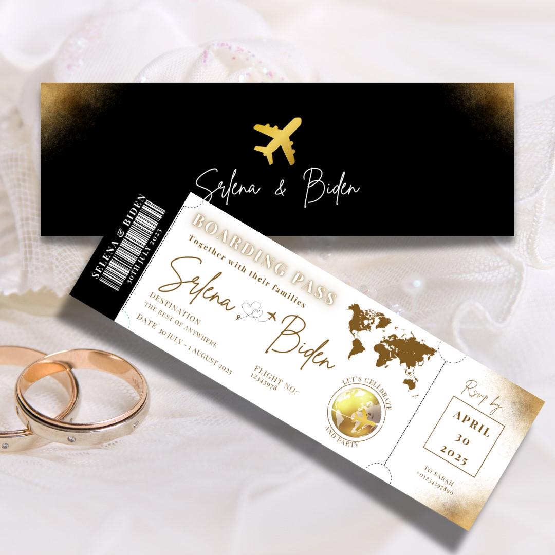 Golden Boarding Pass Invitation