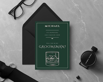 Editable Groomsman Proposal Template | Printable Emerald Green Proposal Card | Instant Download