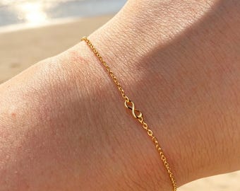 Infinity Symbol Bracelet,S925 Sterling Silver 18K Gold Plated Infinity Bracelet,Dainty Figure 8 Chain Bracelet,Jewelry for Women