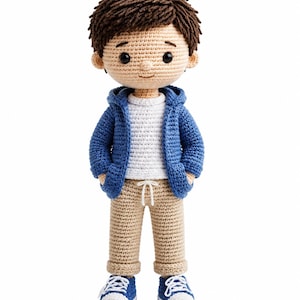 Crocheted Boy Doll Pattern: Casual Outfit, English Instructions (Digital Download)