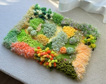 Alfombra de musgo 3D hecha a mano, alfombra decorativa inspirada en la naturaleza, decoración para habitaciones infantiles.