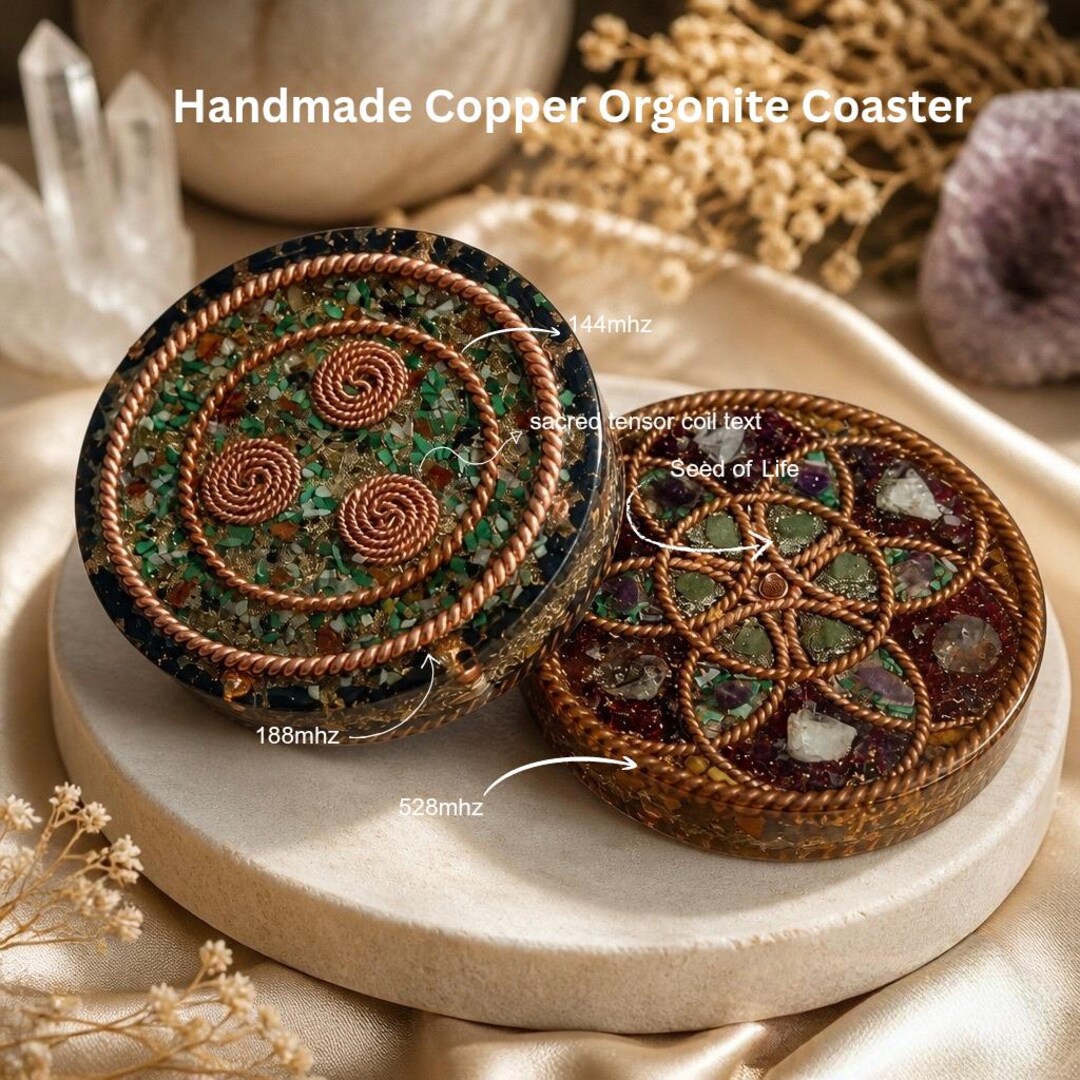 Buy Handmade Copper Orgonite Coaster | Sacred Geometry Energy