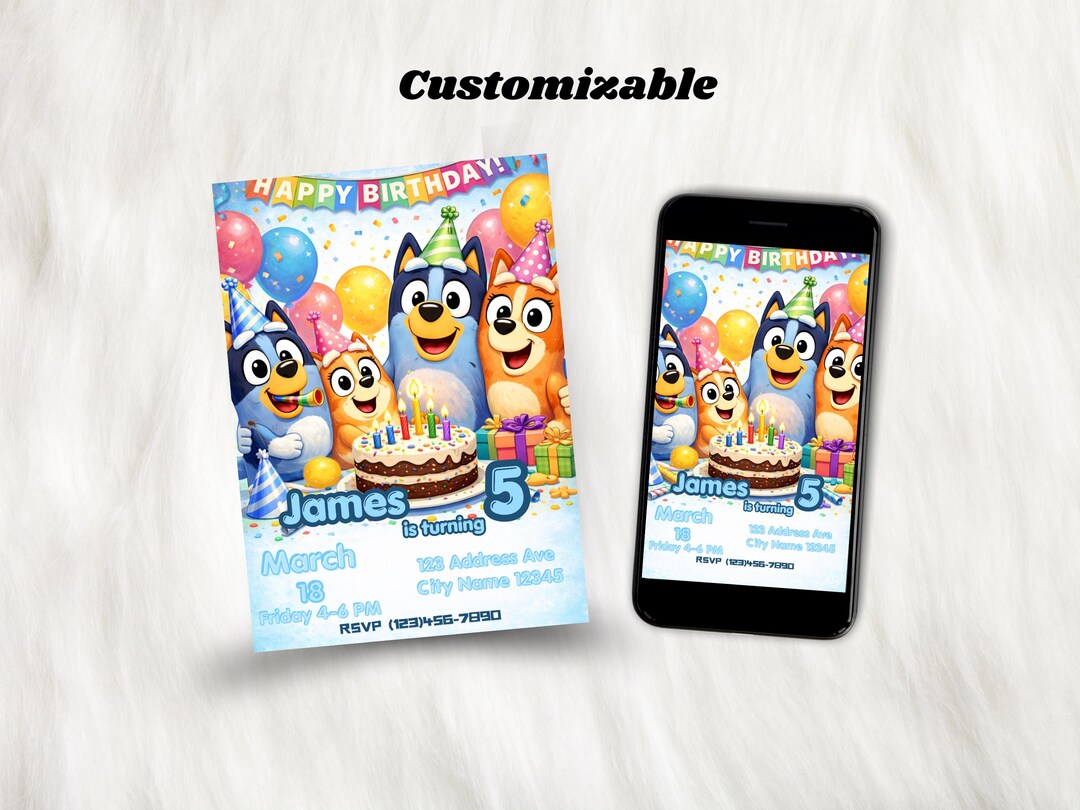 Bluey Invitation, Digital, Customizable, Printable - Etsy