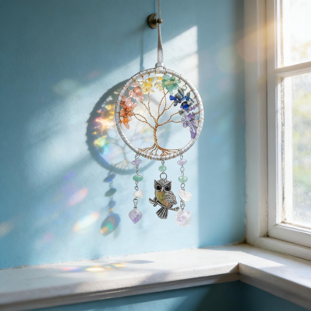 Rose and Clear Quartz Ombre Tree of Life Suncatcher｜crystal Suncatcher ...