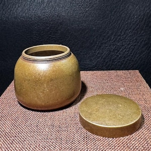 Handmade Solid Brass Tea Caddy | Airtight Vintage Tea Storage Jar | Antique Copper Canister