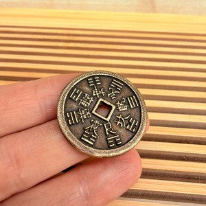 Vintage Brass Shan Gui Coin | Taoist Amulet Pendant | Bagua Charm | Chinese Folklore Talisman