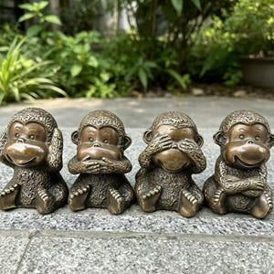 Bronze Four Wise Monkeys Decor – See No Evil, Hear No Evil, Speak No Evil