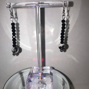 Earrings : Zebra Jasper And Black Swarovski Crystal “ By ANena Jewelry
