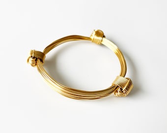 African Elephant Knot Bracelet - 3 Knot GOLD Color Metal V1 made in Zimbabwe ships from USA.