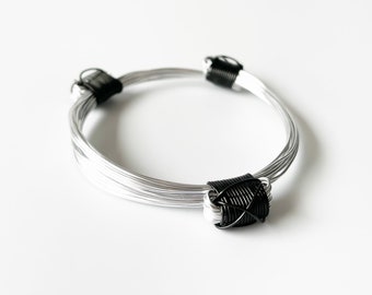 African Elephant Knot Bracelet - 3 Knot SILVER & BLACK Color Metal V2 made in Zimbabwe ships from USA.